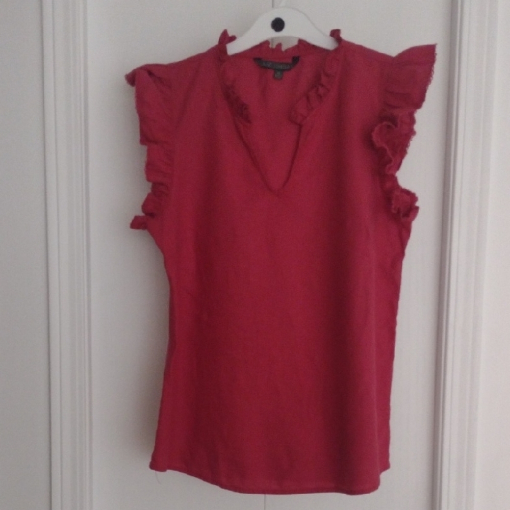 Elegant Ruffled Red Blouse